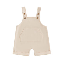 (6-12 Months, Apricot) Mono corto sin mangas con cuello cuadrado, bolsillo delantero y tirantes para bebé niño o niña.