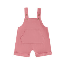 (3-6 Months, Pink) Mono corto sin mangas con cuello cuadrado, bolsillo delantero y tirantes para bebé niño o niña.