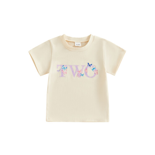 (18-24 Months, Beige) Μπλούζα γενεθλίων με στρογγυλή λαιμόκοψη