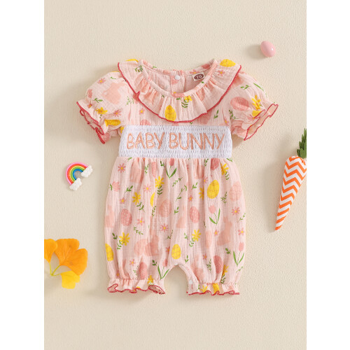 (0-3 Months, Pink) Πασχαλινή ολόσωμη φόρμα για μωρά 2