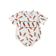 (3-6 Months, Orange) Tutine per neonati e bambini, abbigliamento pasquale, body estivi a maniche corte con ricamo a carota.