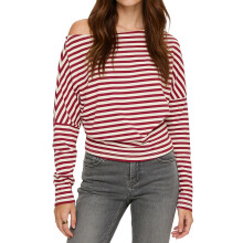 (S, Red) Womens Tops Long Sleeve Off One Shoulder Striped Print Loose Fit Going Out Fashion Shirts