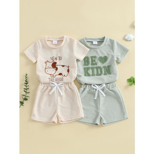 (6-12 Months, White) Καλοκαιρινά ρούχα για σετ βάφλ 2