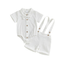 (6-9 Months, White) Pánský outfit pro chlapečka, s krátkým rukávem a výstřihem do V, sada 3 ks