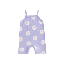 (0-3 Months, Purple) Sommer-Strampler für Babys, ärmellos, Spaghettiträger, geblümter Jumpsuit, Sommer-Outfit für Kleinkinder