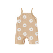 (0-3 Months, Apricot) Sommer-Strampler für Babys, ärmellos, Spaghettiträger, geblümter Jumpsuit, Sommer-Outfit für Kleinkinder