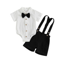 (3-6 Months, Black) Pánský outfit pro chlapečka, s krátkým rukávem a výstřihem do V, sada 3 ks