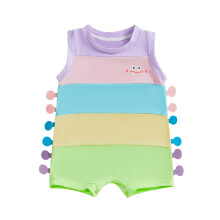 (1-3 Months, Colorful) Tutina senza maniche per neonati e bambine, con scollo rotondo e colori a contrasto, costume da bruco per neonati.