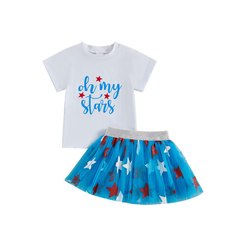 (3-4 Years, White) Conjunto de verão de julho.