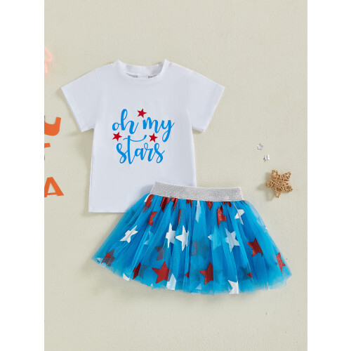 (3-4 Years, White) Conjunto de verão de julho. 2