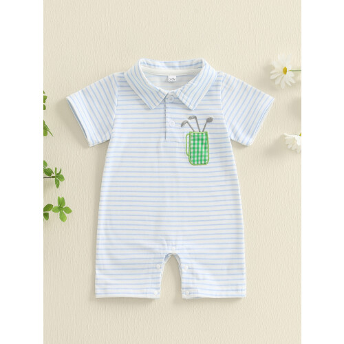 (3-6M, WHITE) Καλοκαιρινή ριγέ φόρμα στο γκολφ 2