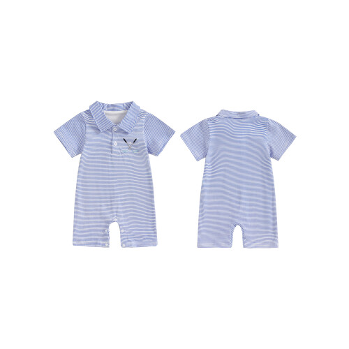 (6-12 Months, Blue) Καλοκαιρινή ριγέ φόρμα στο γκολφ 1