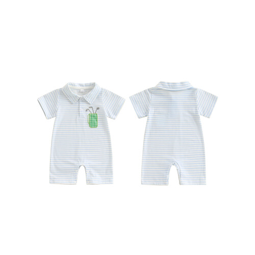 (3-6M, WHITE) Καλοκαιρινή ριγέ φόρμα στο γκολφ 1