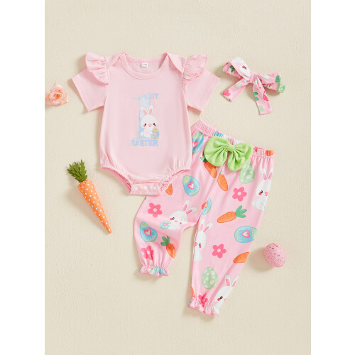 (3-6 Months, Pink) Completo pasquale bambina: 3 pezzi. 2