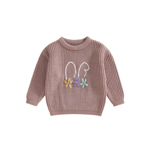(18-24 Months, Brown) Πασχαλινά πουλόβερ για λαιμόκοψη, μανίκια.
