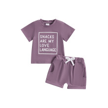 (2-3 Years, Purple) Conjunto de verão 2 peças.