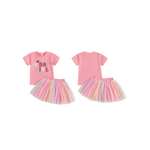 (2-3 Years, Pink) Παιδικά ρούχα κοριτσιών ουράνιο τόξο. 1