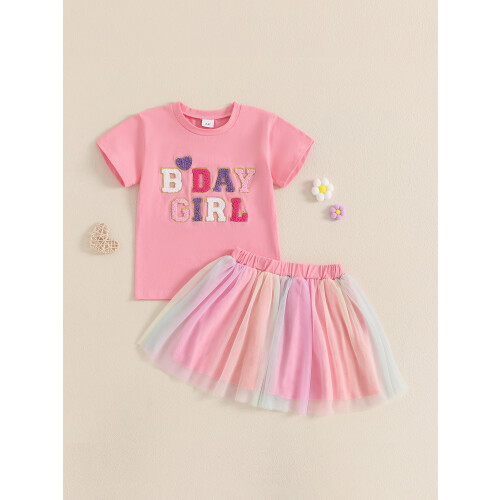 (5-6 Years, Pink) Παιδικά ρούχα κοριτσιών ουράνιο τόξο. 2