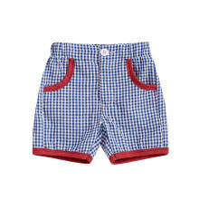 (6-12 Months, Blue) Krótkie spodenki w kratę dla chłopców, modne, z zamkiem, idealne na plażę.