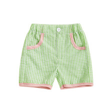 (12-18 Months, Green) Krótkie spodenki w kratę dla chłopców, modne, z zamkiem, idealne na plażę.