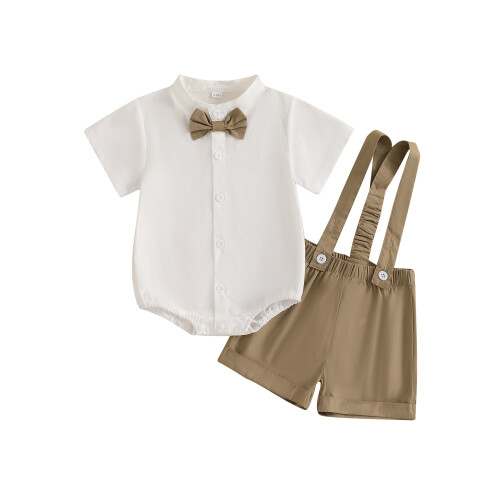 (6-12 Months, Khaki) Σετ 2 τεμαχίων κοντό μανίκι.