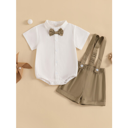 (12-18 Months, Khaki) Σετ 2 τεμαχίων κοντό μανίκι. 2