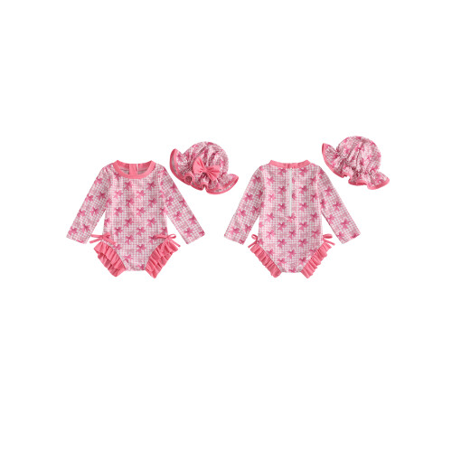 (12-18 Months, Pink) Βρεφικό rash guard καρό σχέδιο 1