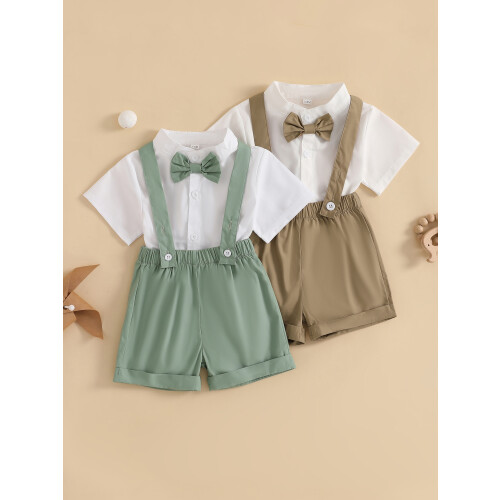 (3-6 Months, Khaki) Σετ 2 τεμαχίων κοντό μανίκι. 2