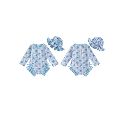 (.3-4 Years, Blue) Βρεφικό rash guard καρό σχέδιο 1