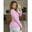 (L, Pink) Women Long Sleeve Sweaters Solid Color V Neck Cable Knit Slim Fit Stretchy Pullover 7