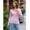 (L, Pink) Women Long Sleeve Sweaters Solid Color V Neck Cable Knit Slim Fit Stretchy Pullover 4