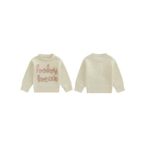 (0-6 Months, Beige) Φθινοπωρινά Πουλόβερ Νήπια, Στρογγυλή Λαιμόκοψη 1