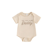 (0-3 Months, Apricot 1) Tutina per neonato/a, maschietto/a, con ricamo di lettere, maniche corte, grazioso abbigliamento estivo per bambini.