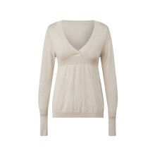 (M, Khaki) Womens Knit Tops Fall Long Sleeve V Neck Solid Color Eyelet Slim Fit Pullover Sweater