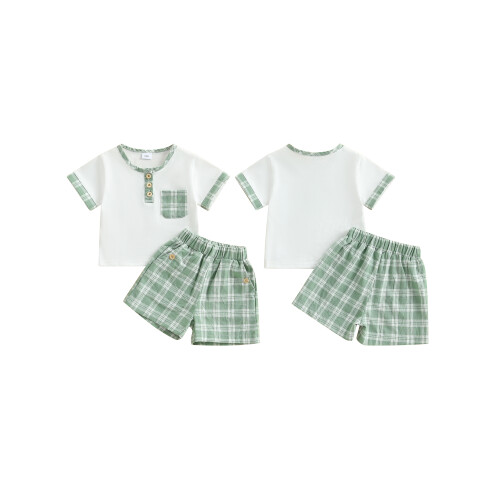(18-24 Months, Green) Καλοκαιρινή στολή για με κουμπιά. 1