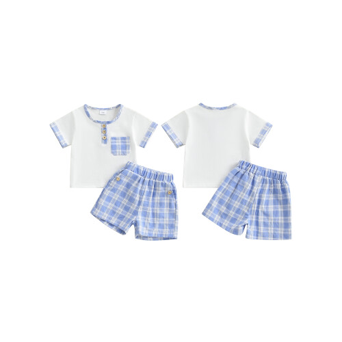 (12-18 Months, Blue) Καλοκαιρινή στολή για με κουμπιά. 1
