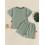 (5-6 Years, Army Green) Καλοκαιρινά ρούχα νήπια απλικέ δεινόσαυρο. 5