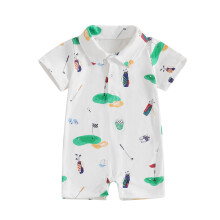 (6-12 Months, White) Tutina da golf per neonati e bambine, con mezza abbottonatura, scollo a revers e maniche corte, abbigliamento estivo.