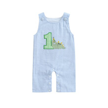 (12-18M, SKY BLUE) Tutine per neonati senza maniche con scollo rotondo e ricamo a cupcake, modello ampio, tutine per neonati