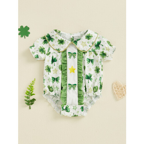 (3-6 Months, Green) Κορμάκι κοντό μανίκι και άνοιξη. 2