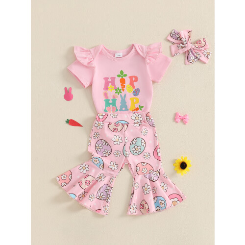 (6-12 Months, Pink) Conjunto de verão a Páscoa. 2