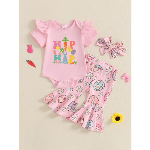 (6-12 Months, Pink) Conjunto de verão a Páscoa. 1