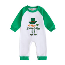(0-3 Months, Green) Body de moletom infantil masculino com bordado, mangas longas, ideal para a Páscoa/Primavera.