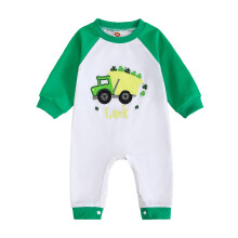 (3-6 Months, Army Green) Body de moletom infantil masculino com bordado, mangas longas, ideal para a Páscoa/Primavera.