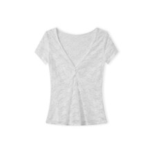 (M, White) Women's Summer Short Lace Tops Short Sleeve Deep V Neck Slim Fit Trendy Party Tees