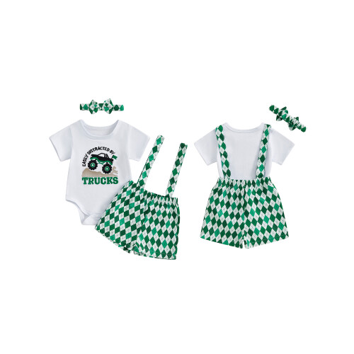 (3-6 Months, Forest Green) Completo da bambina 3 pezzi. 1