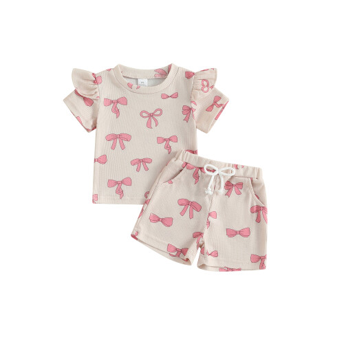 (18-24 Months, Beige) Σετ ρούχων για και φιόγκο.