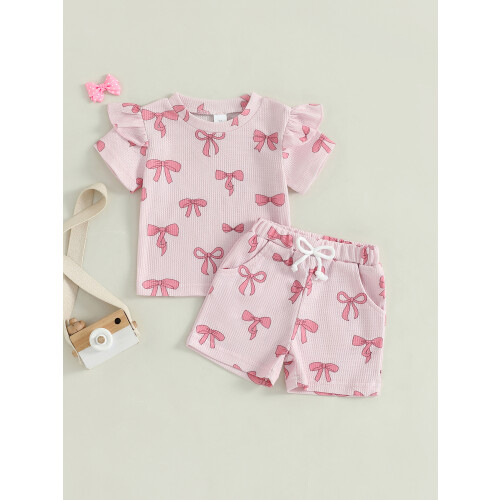 (18-24 Months, Pink) Σετ ρούχων για και φιόγκο. 2