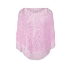 (One Size, Pink) Women Knit Cover-up, See-through Tassels Irregular Loose Pullover Summer Beach Tops