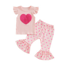 (3-4 Years, Pink) Conjunto infantil de de coração.